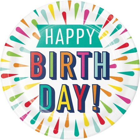 Omg 9 in. Birthday Burst Dinner Plates, 96PK OM3517758